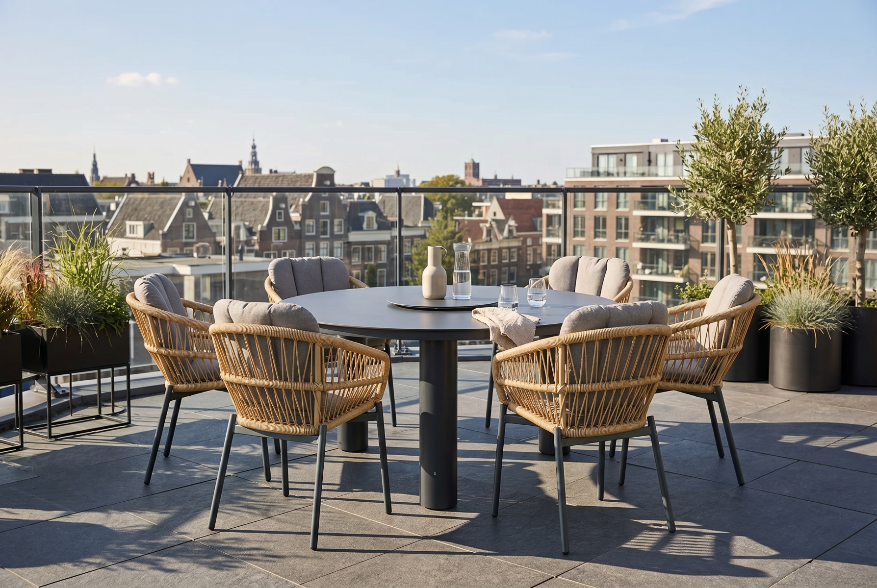 De Laan Malaga/Arancia 150 cm dining tuinset 7-delig