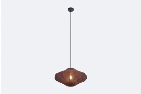 Japandi hanglamp bruin met stoffen kap 50cm - Plu