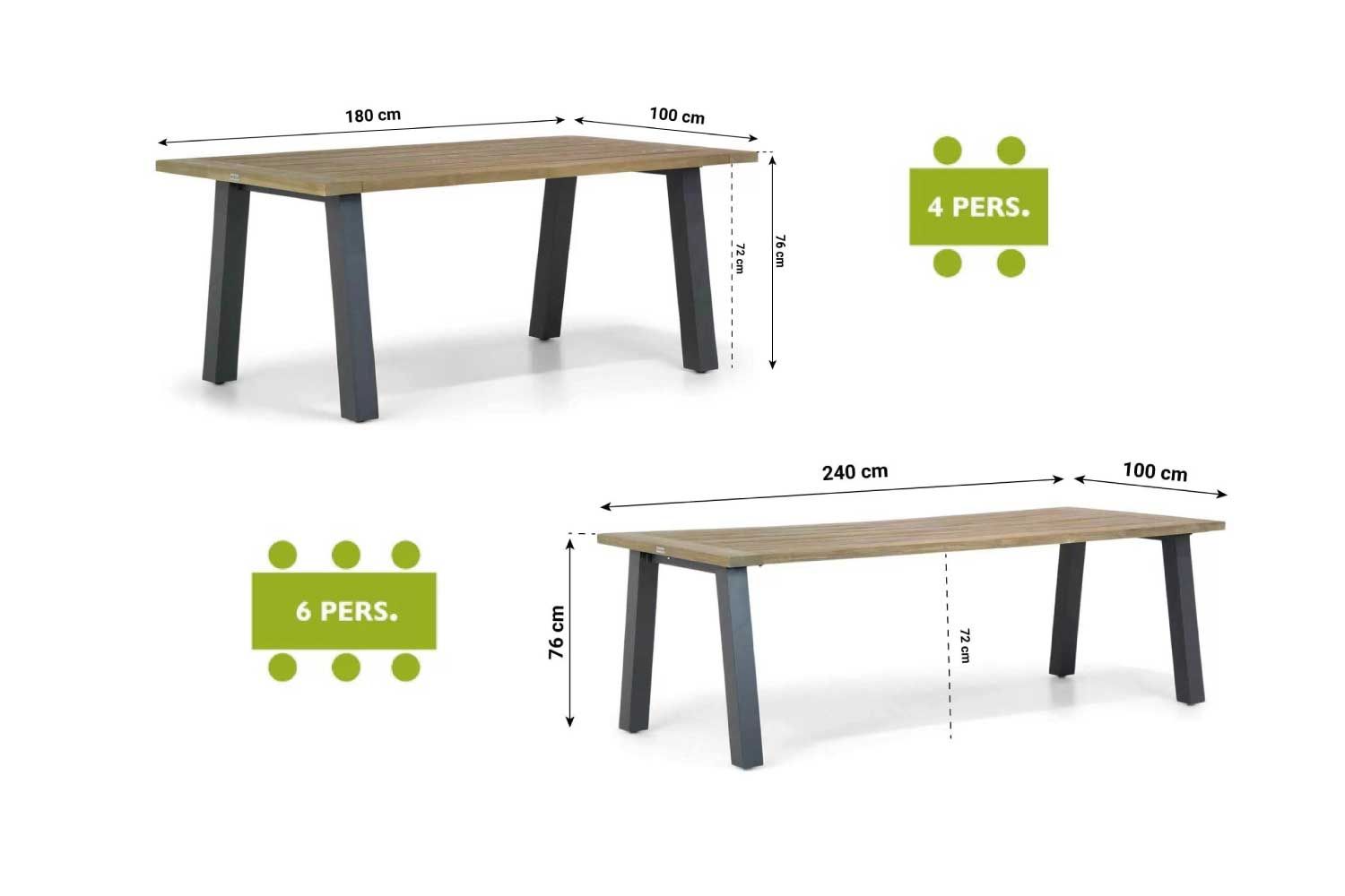 Lifestyle Verona/Glasgow 240 cm dining tuinset 7-delig