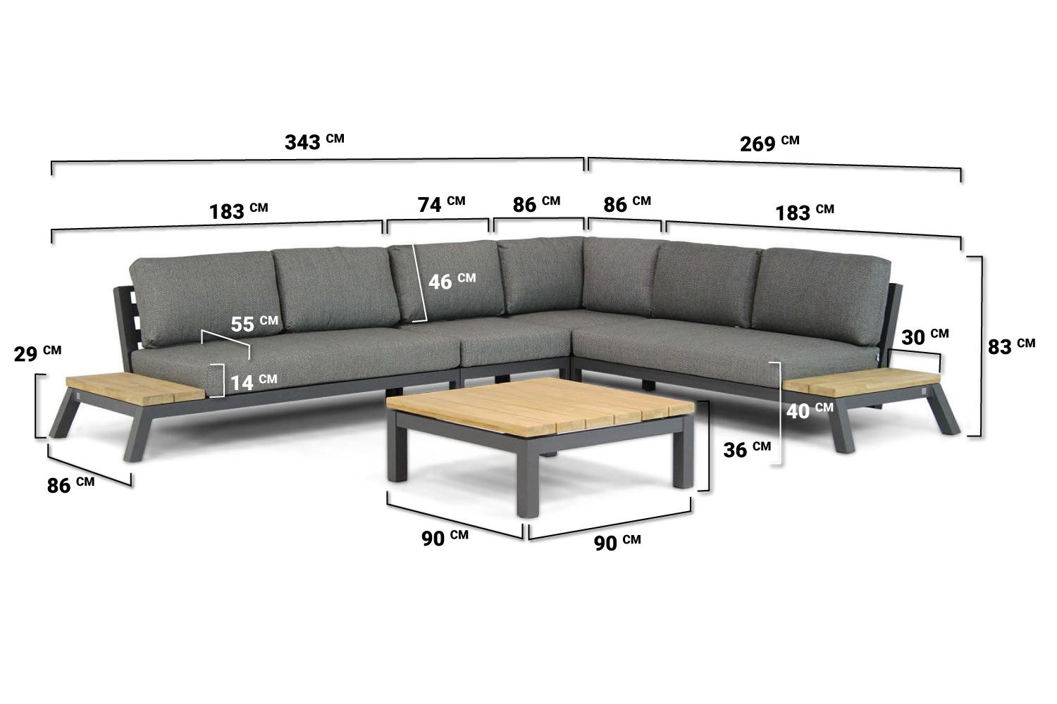 4 Seasons Outdoor Empire/Capitol 90 cm platform loungeset 5-delig