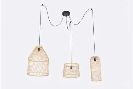 Landelijke buiten hanglamp rotan 3-lichts - Calamus