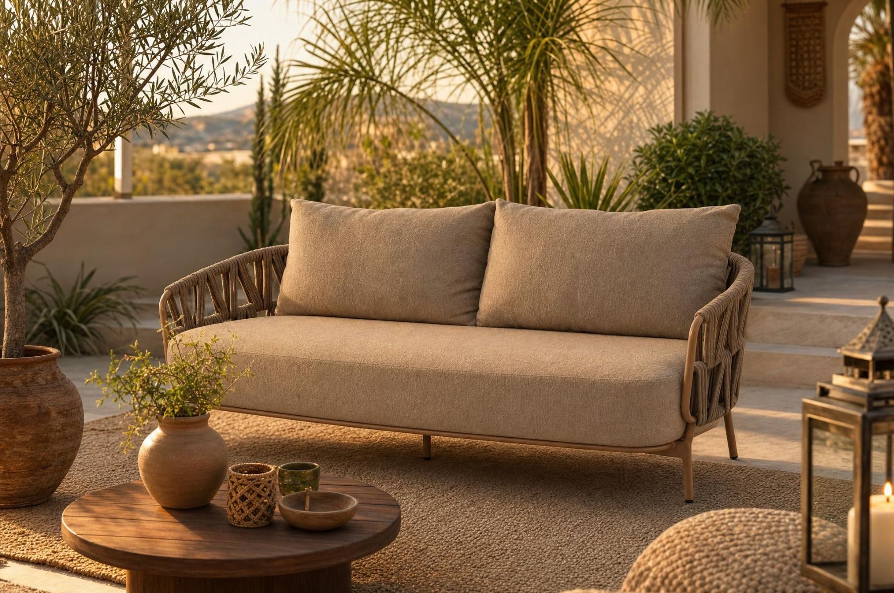 4 Seasons Biarritz 3-Sitzer-Bank amber mit 3 Kissen