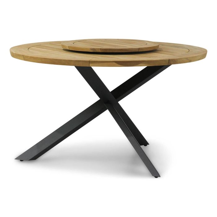 Ronde tuintafel met antraciet aluminium frame – vooraanzicht