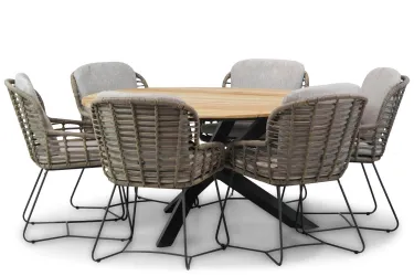 4 Seasons Outdoor Lugano/Fabriano 150 cm dining tuinset 7-delig