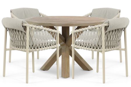4 Seasons Outdoor Allora/Sand City 120 cm dining tuinset 5-delig