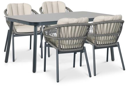 De Laan Malaga/Tavano 160x90 cm dining tuinset 5-delig