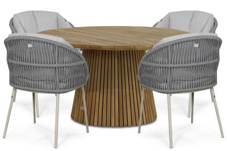 Santika Pebble/Fungo 140 cm dining tuinset 5-delig