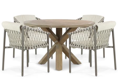 4 Seasons Outdoor Allora/Sand City 120 cm dining tuinset 5-delig