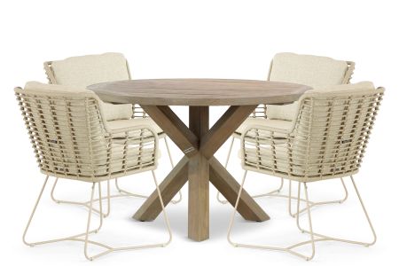 4 Seasons Outdoor Fabrice/Sand City 120 cm dining tuinset 5-delig