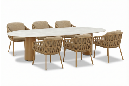 4 Seasons Outdoor Biarritz/Colorado 240x105 cm dining tuinset 7-delig Amber