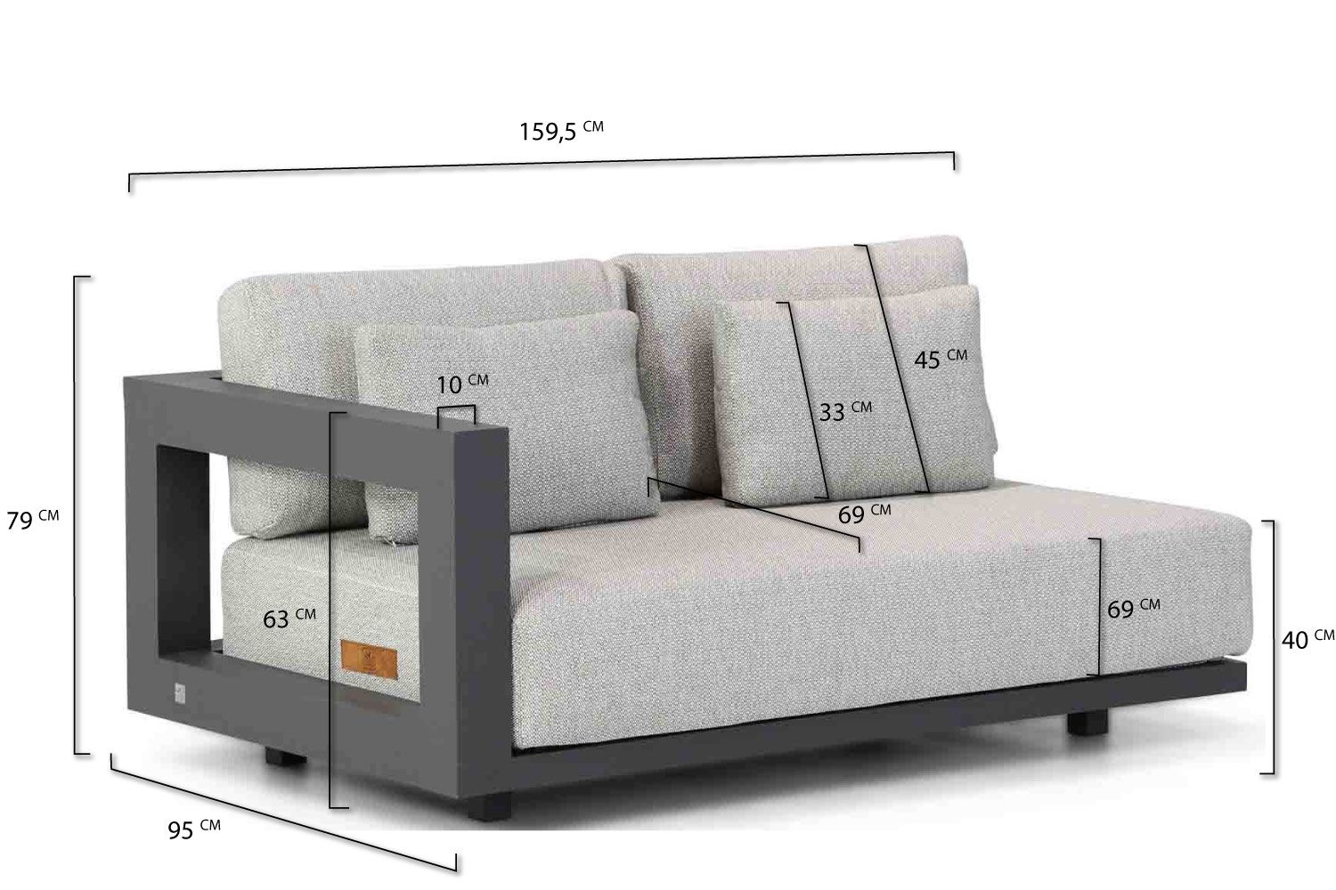 Metropolitan 2.5 seater bench right arm with 5 cushions  thumbnail