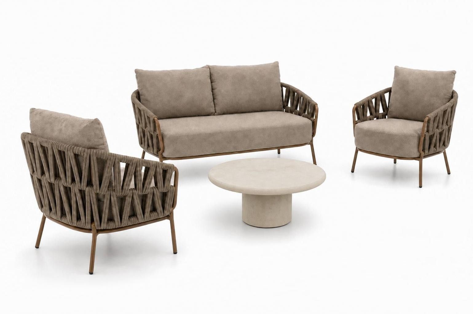4 Seasons Outdoor Biarritz/Hampton 80 cm stoel-bank loungeset 4-delig