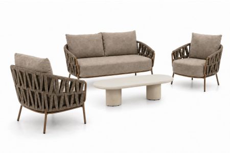 4 Seasons Outdoor Biarritz/Hampton 140x65 cm stoel-bank loungeset 4-delig