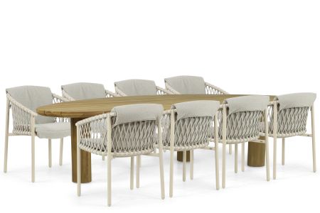 4 Seasons Outdoor Allora/Leafline 300 cm dining tuinset 9-delig