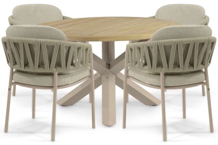 4 Seasons Outdoor Calma/Rockville 120 cm dining tuinset 5-delig