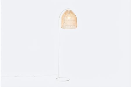Landelijke vloerlamp wit met rotan - Sam
