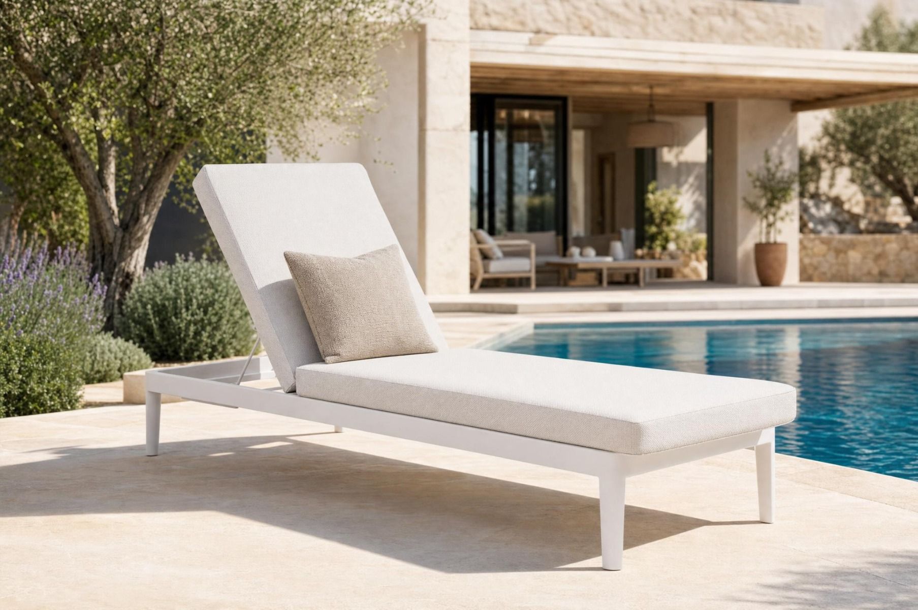 Lifestyle Mateo ligbed met kussen wit/soft grey