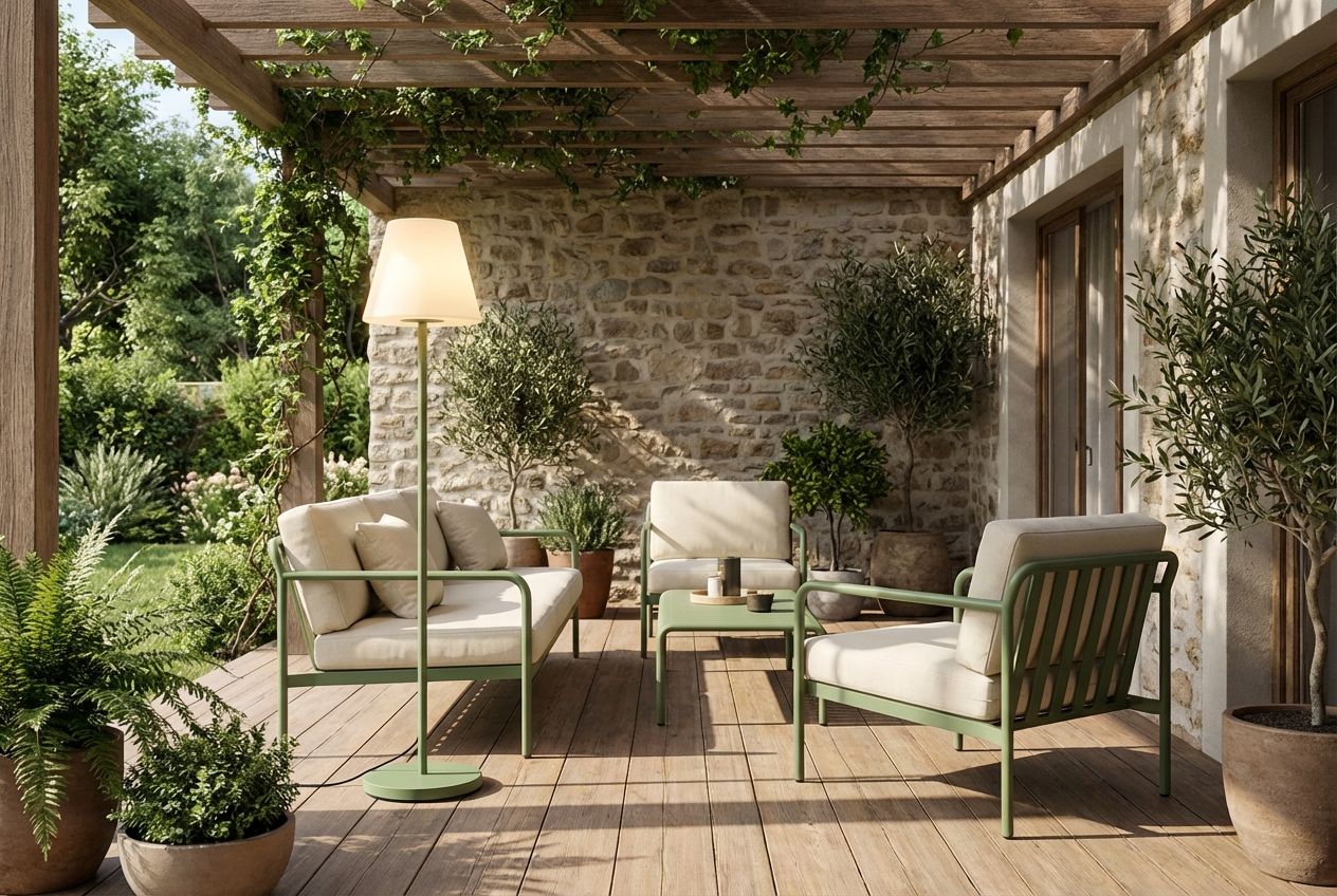 Buiten vloerlamp groen met witte kap IP65 - Virginia