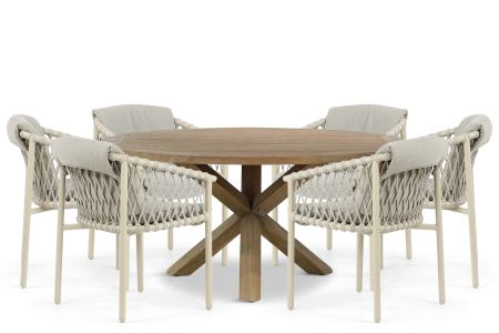 4 Seasons Outdoor Allora/Sand City 160 cm dining tuinset 7-delig