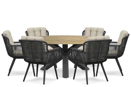 Coco Custa/Rockville 160 cm dining tuinset 7-delig