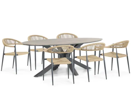 De Laan Granada/Matara 220 cm dining tuinset 7-delig