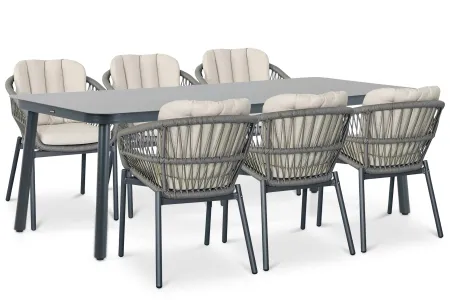 De Laan Malaga/Tavano 220x90 cm dining tuinset 7-delig