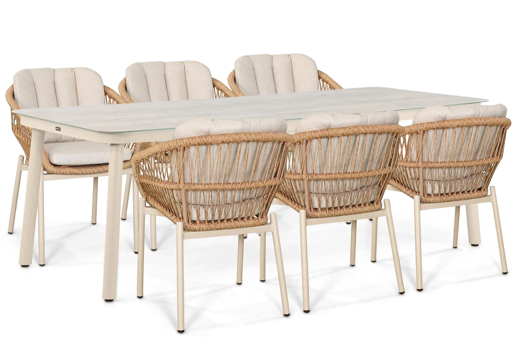 De Laan Malaga/Tavano 220x90 cm dining tuinset 7-delig