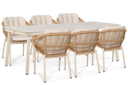 De Laan Malaga/Tavano 220x90 cm dining tuinset 7-delig