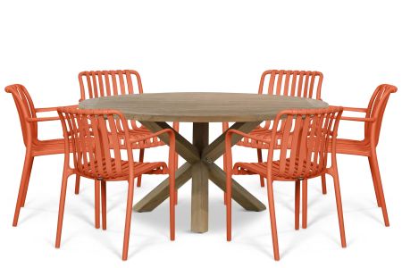 Domani Alba/Sand City 160 cm dining tuinset 7-delig