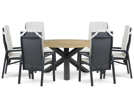 Lifestyle Vivaro/Rockville 160 cm dining tuinset 7-delig