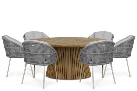 Santika Pebble/Fungo 180 cm dining tuinset 7-delig