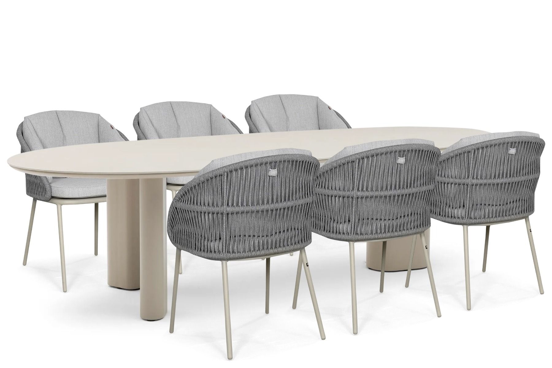 Santika Pebble/Weave 240x120 cm dining tuinset 7-delig