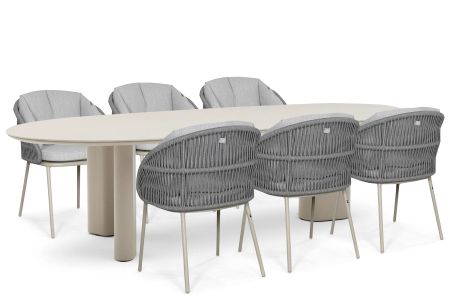Santika Pebble/Weave 240x120 cm dining tuinset 7-delig