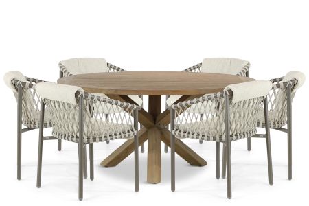 4 Seasons Outdoor Allora/Sand City 160 cm dining tuinset 7-delig