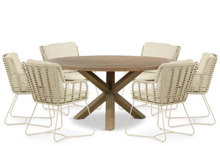 4 Seasons Outdoor Fabrice/Sand City 160 cm dining tuinset 7-delig