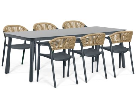 Domani Toscano/Tavano 220x90 cm dining tuinset 7-delig