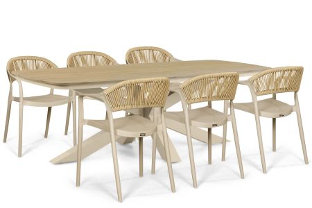 Domani Toscano/Camila 220x100 cm dining tuinset 7-delig