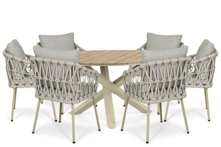 Coco Oliva/Ancona 150 cm dining tuinset 7-delig