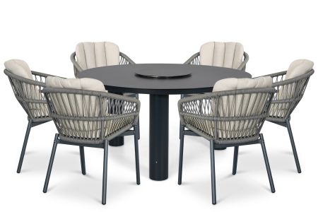 De Laan Malaga/Arancia 150 cm dining tuinset 7-delig
