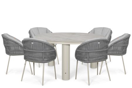 Santika Pebble/Arancia 150 cm dining tuinset 7-delig