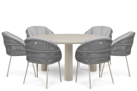 Santika Pebble/Trino 158 cm dining tuinset 7-delig