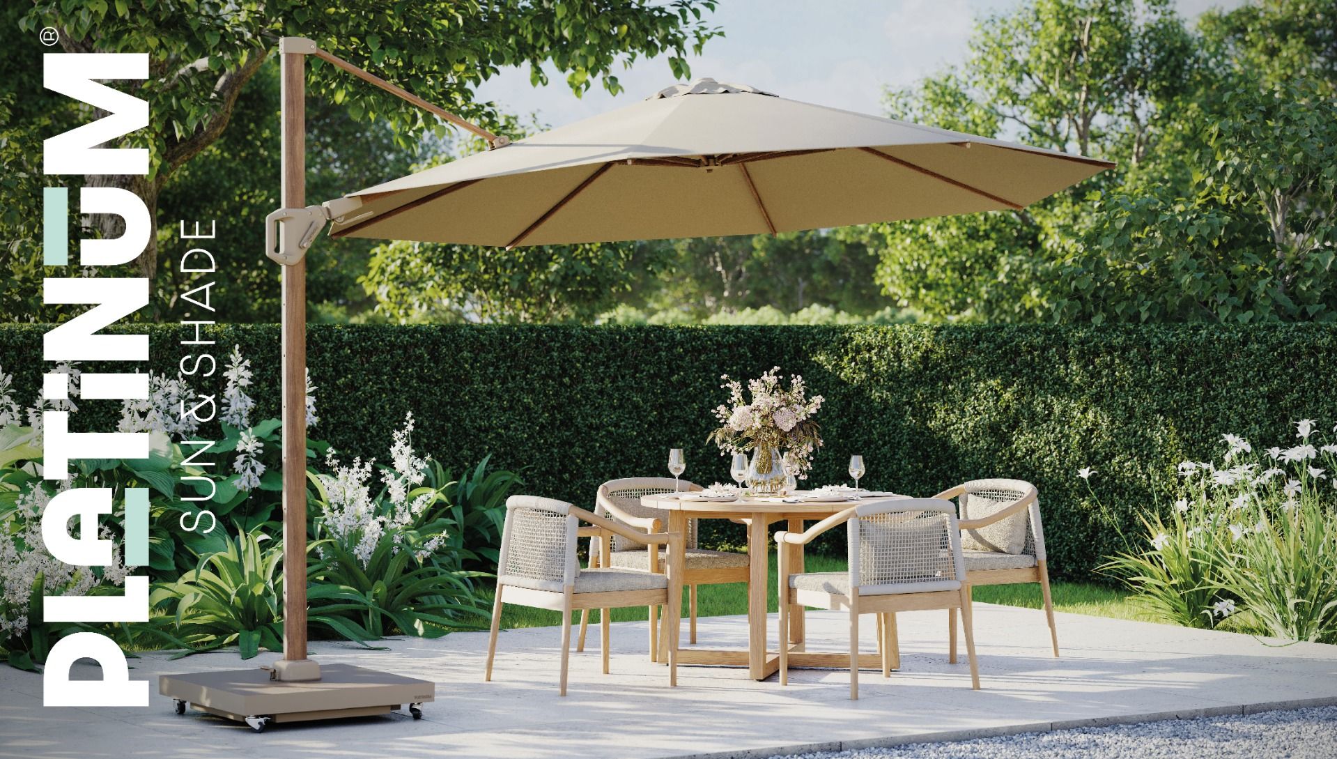 Platinum Challenger zweefparasol Ø3.5m T2 premium (excl. voet) champagne