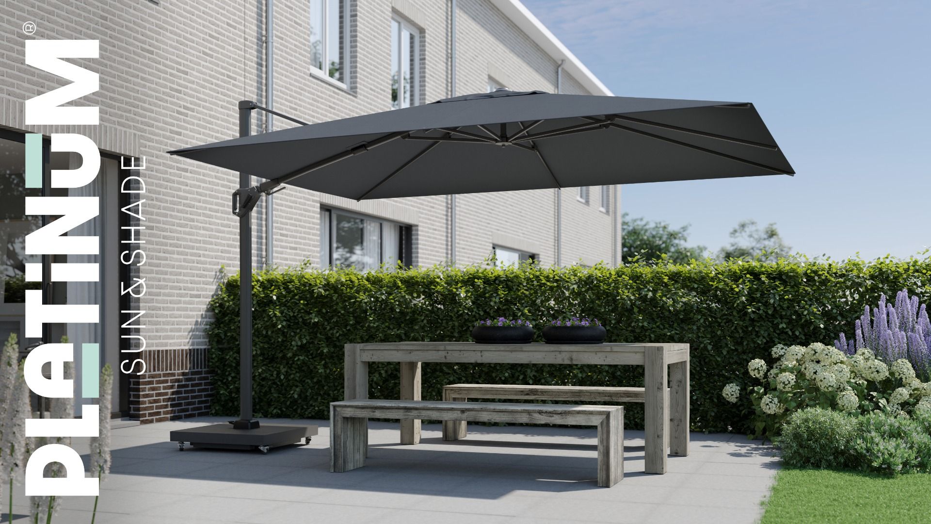 Platinum Challenger zweefparasol 2.6x3.5m T2 premium (excl. voet) manhattan
