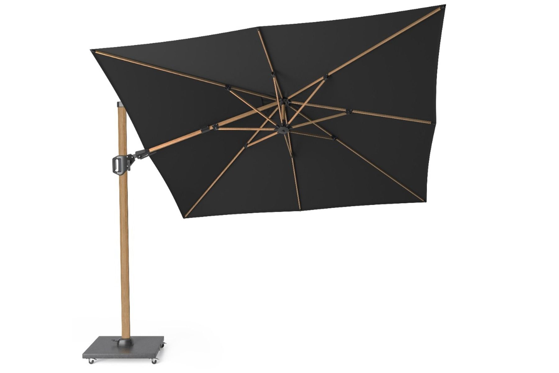 Platinum Challenger zweefparasol 3x3m T2 premium teaklook frame (incl. voet en hoes) faded black