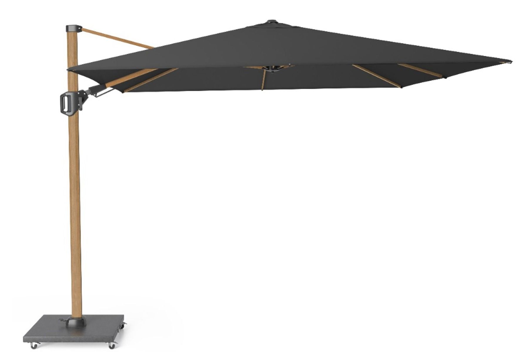 Platinum Challenger zweefparasol 3x3m T2 premium teaklook frame (incl. voet en hoes) faded black thumbnail
