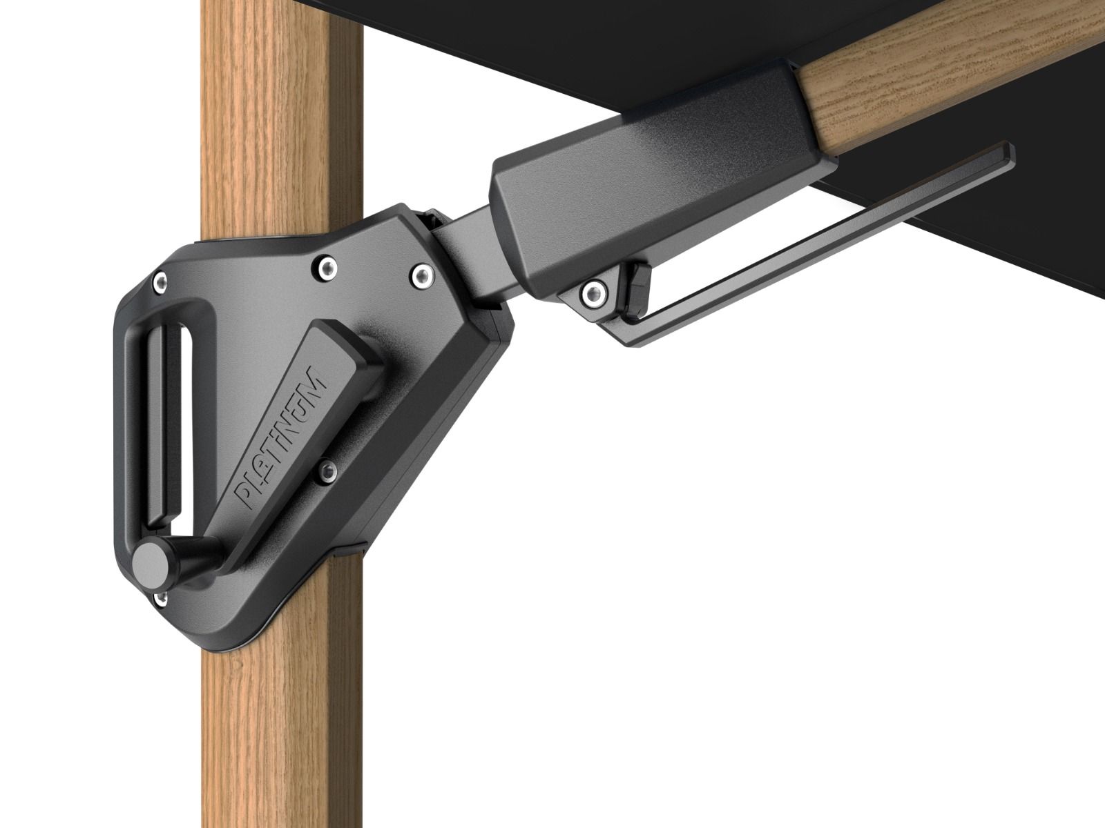 Platinum Challenger zweefparasol 3x3m T2 premium teaklook frame (incl. voet en hoes) faded black thumbnail