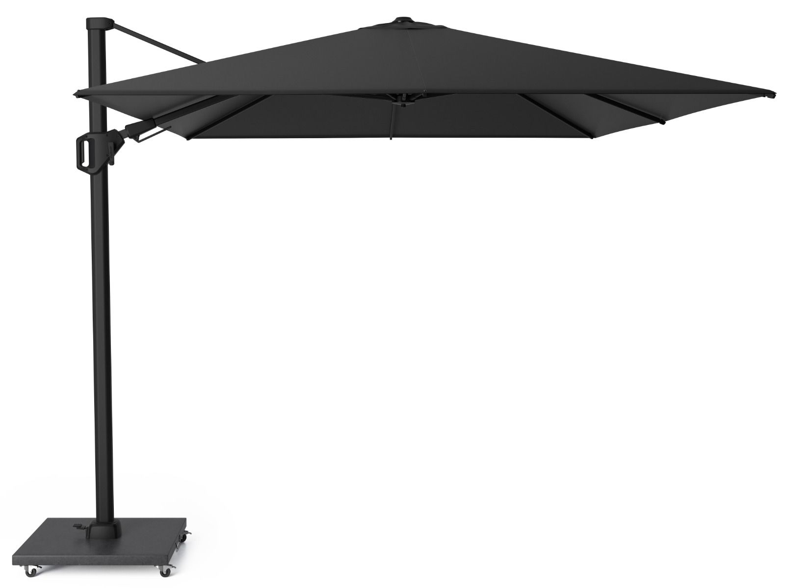 Platinum Challenger zweefparasol 3.5x2.6m T2 premium matt black frame  (incl. voet en hoes) jet black