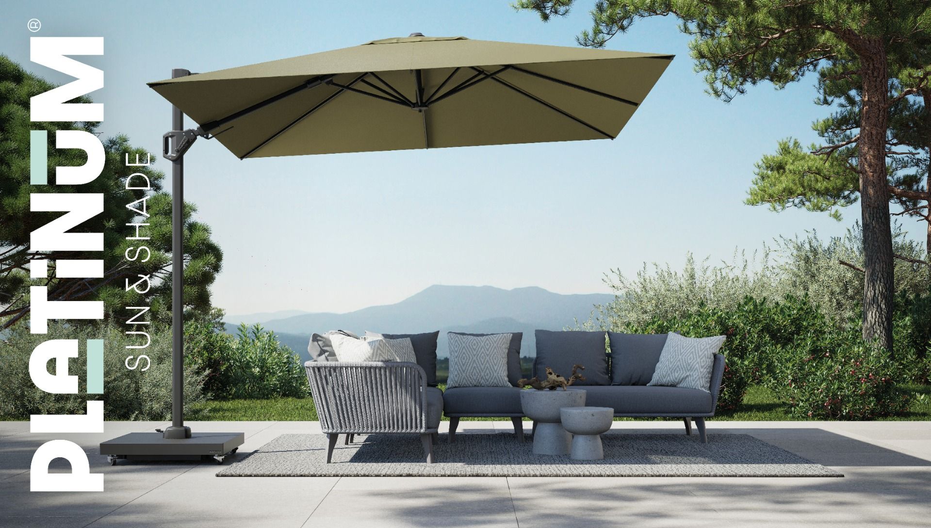 Platinum Challenger zweefparasol 3x3m T2 premium (excl.voet)