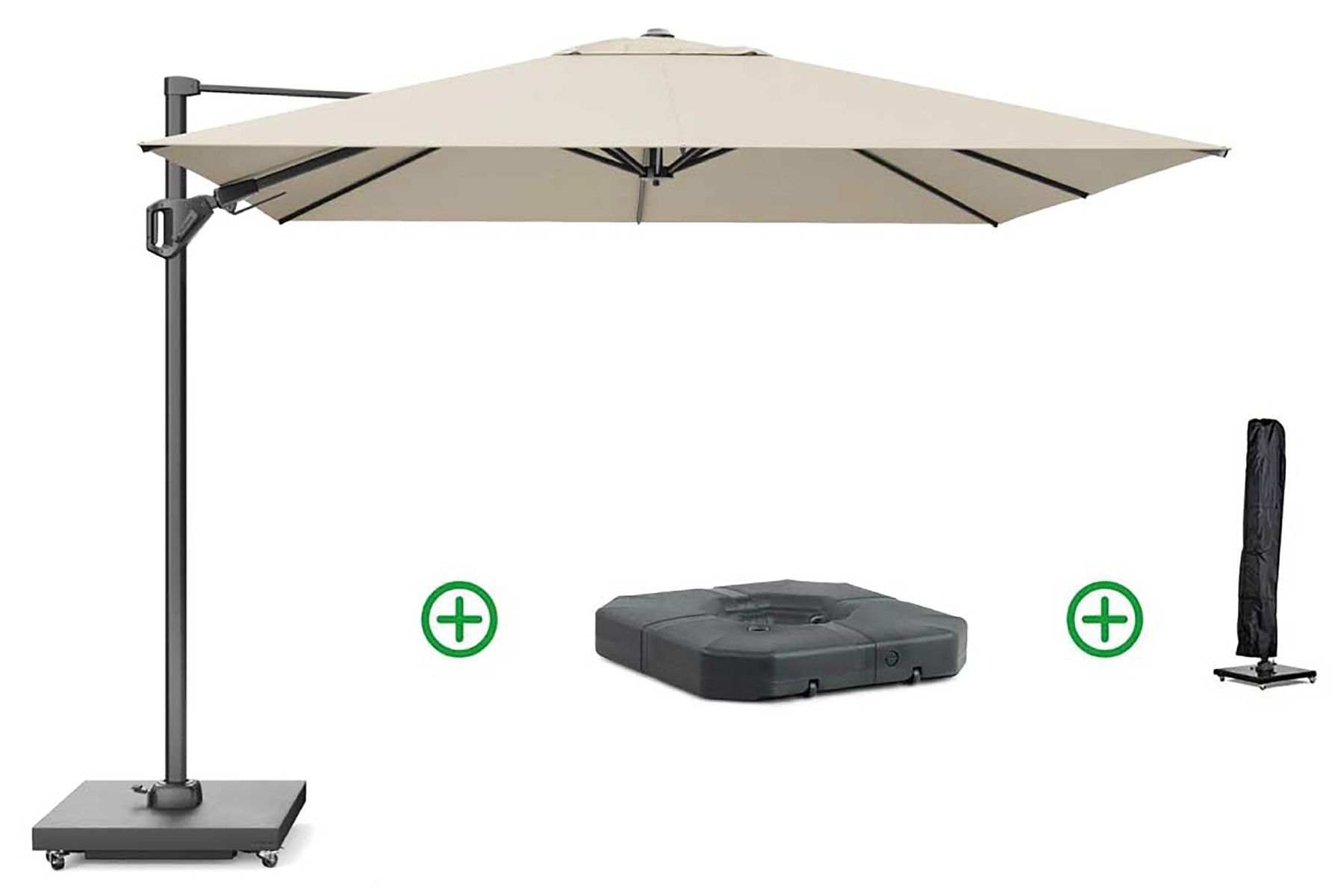 Platinum Challenger zweefparasol 3x3m T2 premium (incl. voet + hoes)