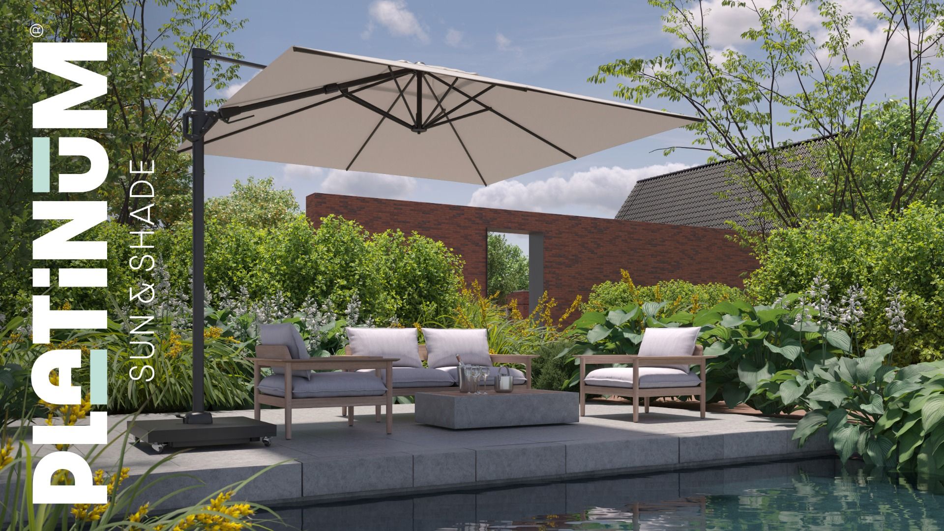 Platinum Challenger zweefparasol 3x3m T2 premium (excl. voet)